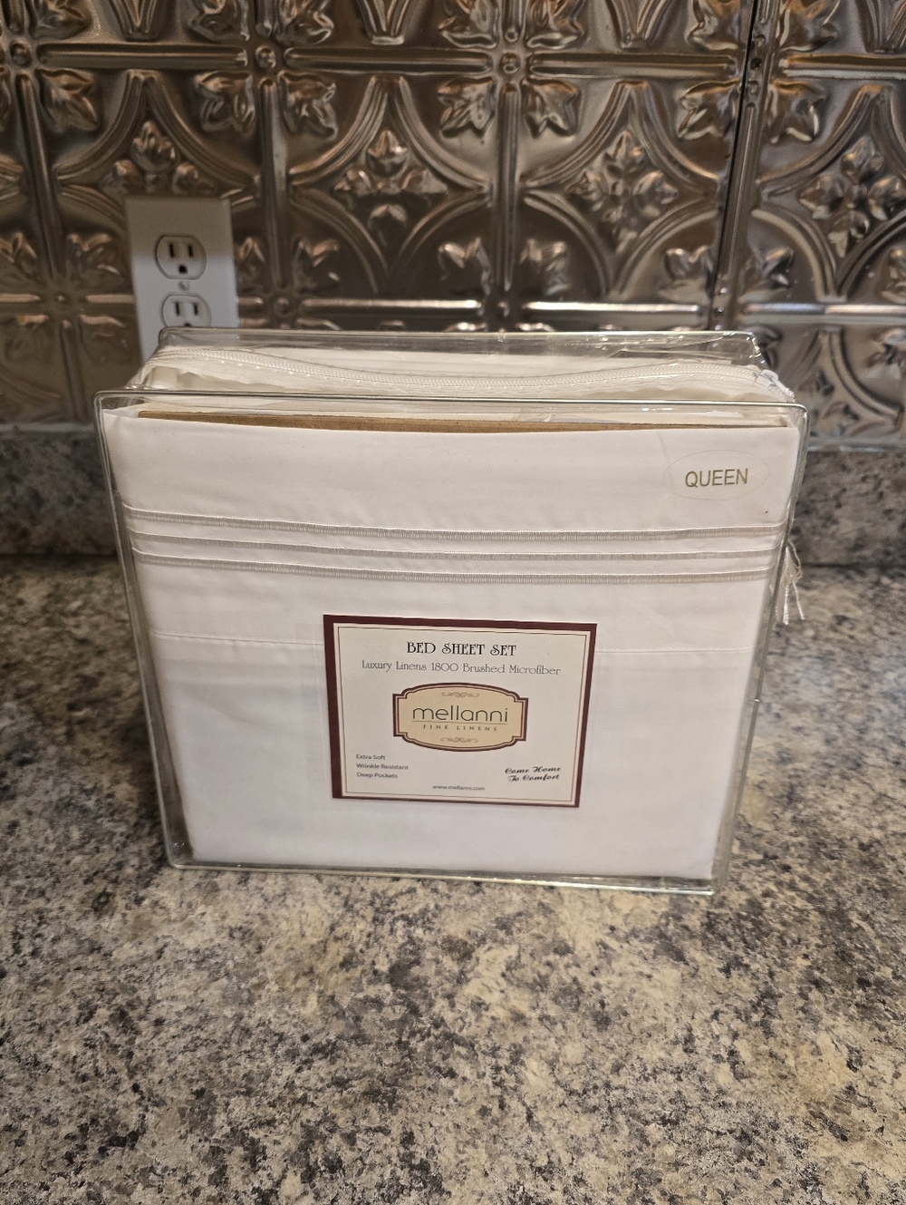 New Mellanni 1800 Brushed Microfiber Queen Bed Sheet Set 4 Piece - White